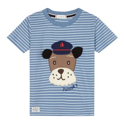 Boys' blue striped dog applique t-shirt